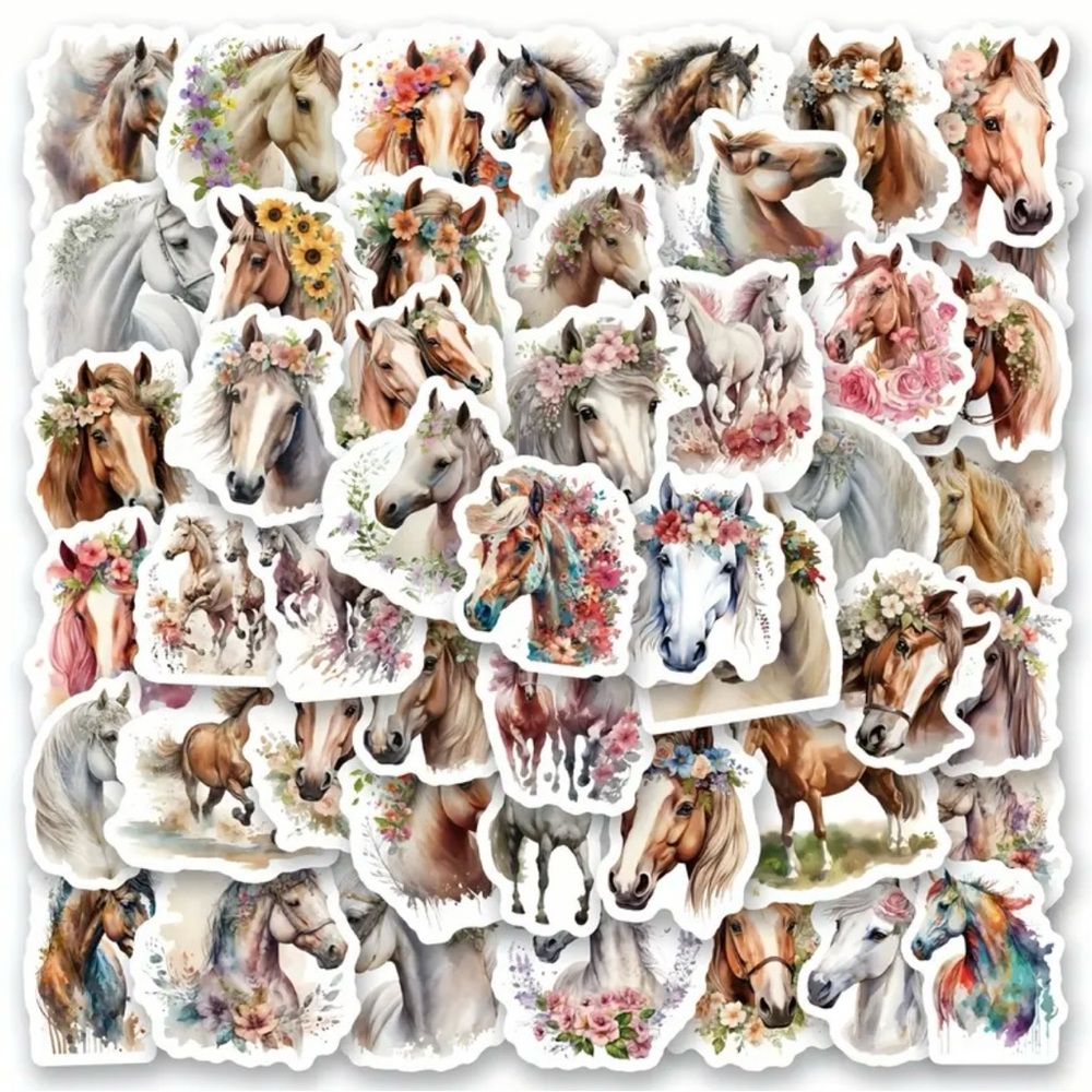Horses & Flowers Set of 53 Stickers